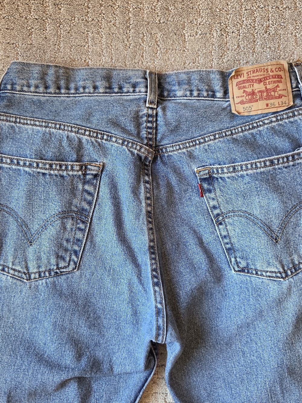 Vintage 90s Levi’s 505 Regular Fit Blue Jeans Mens W36 L34 Straight Leg